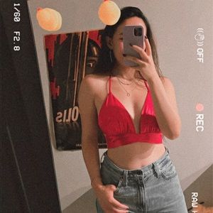 Raspberry color halter top